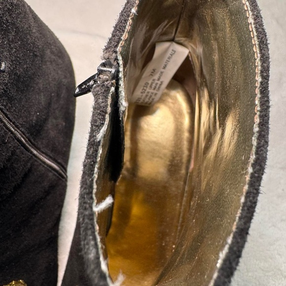 Vintage Deadstock 1970s/80s Black Genuine Leather Suede Ankle Boots with Chains - Picture 7 of 8